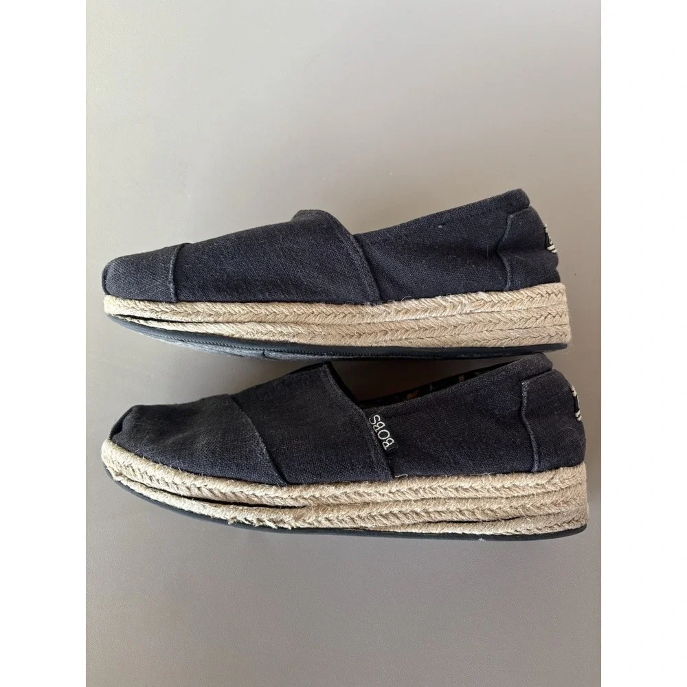 Skechers Bobs Shoes Womens 9 Highlights High Jinx Espadrille Loafer 34101 Black